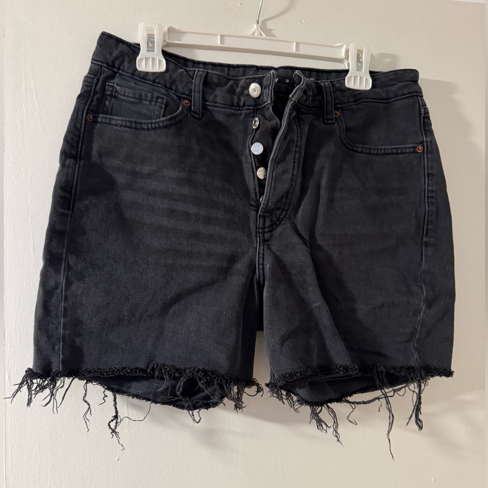 Old Navy Dark Indigo Blue Frayed Jean Shorts